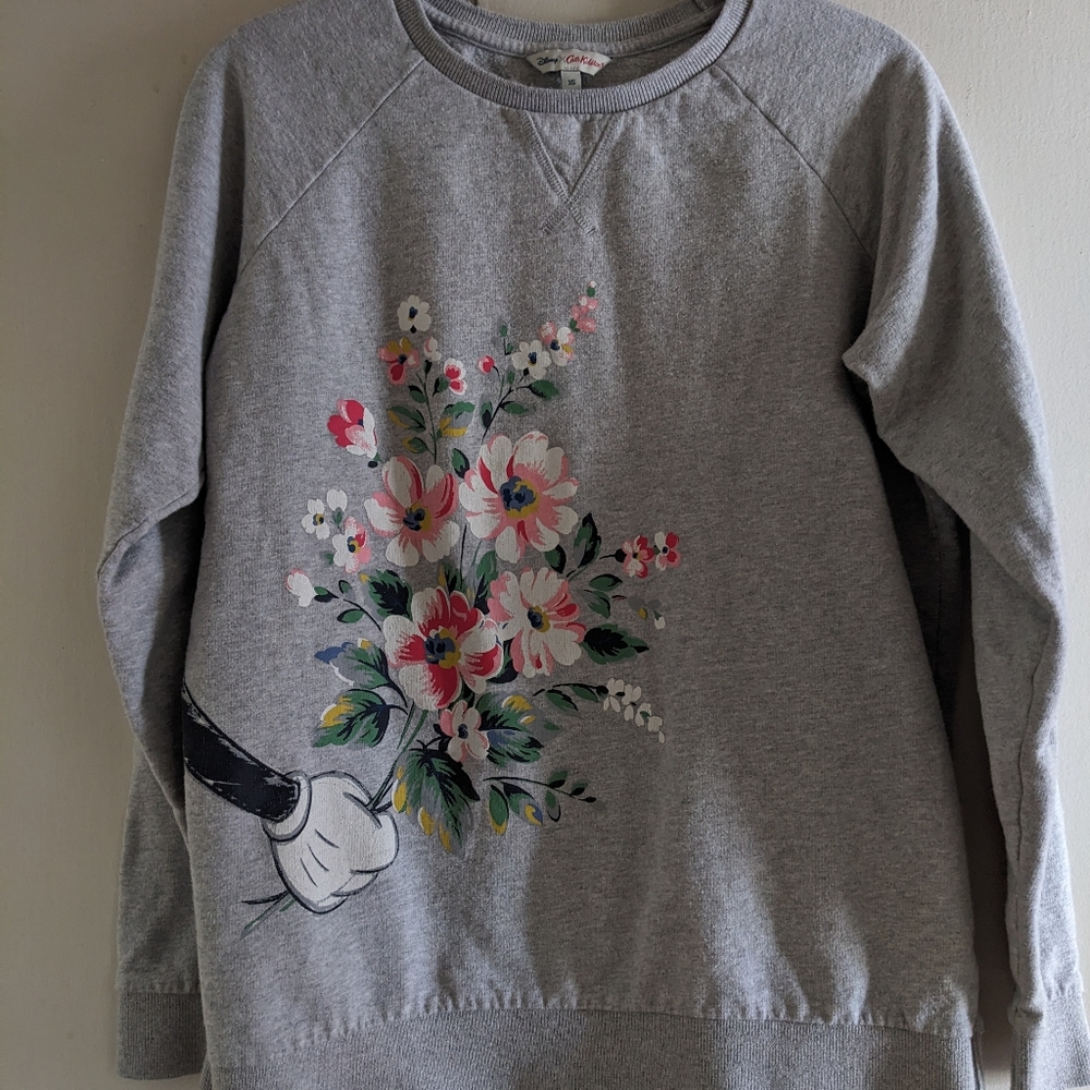 Disney x Cath Kidston Mickey Flowers Gray Sweatshirt XS X Small women's Shirt